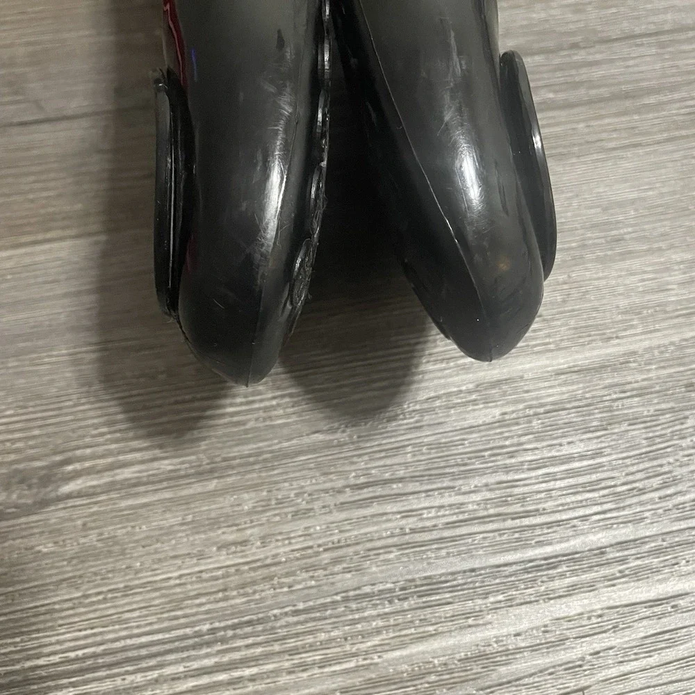 TORY BURCH Sz 10 Jelly Reva Ballet Flats Black Rubber Logo Shoes Travel Resort